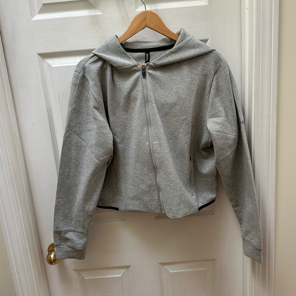 NOBULL Women's Drive Heather Gray Pullover Hoodie zip sweatshirt L Large - Picture 2 of 9